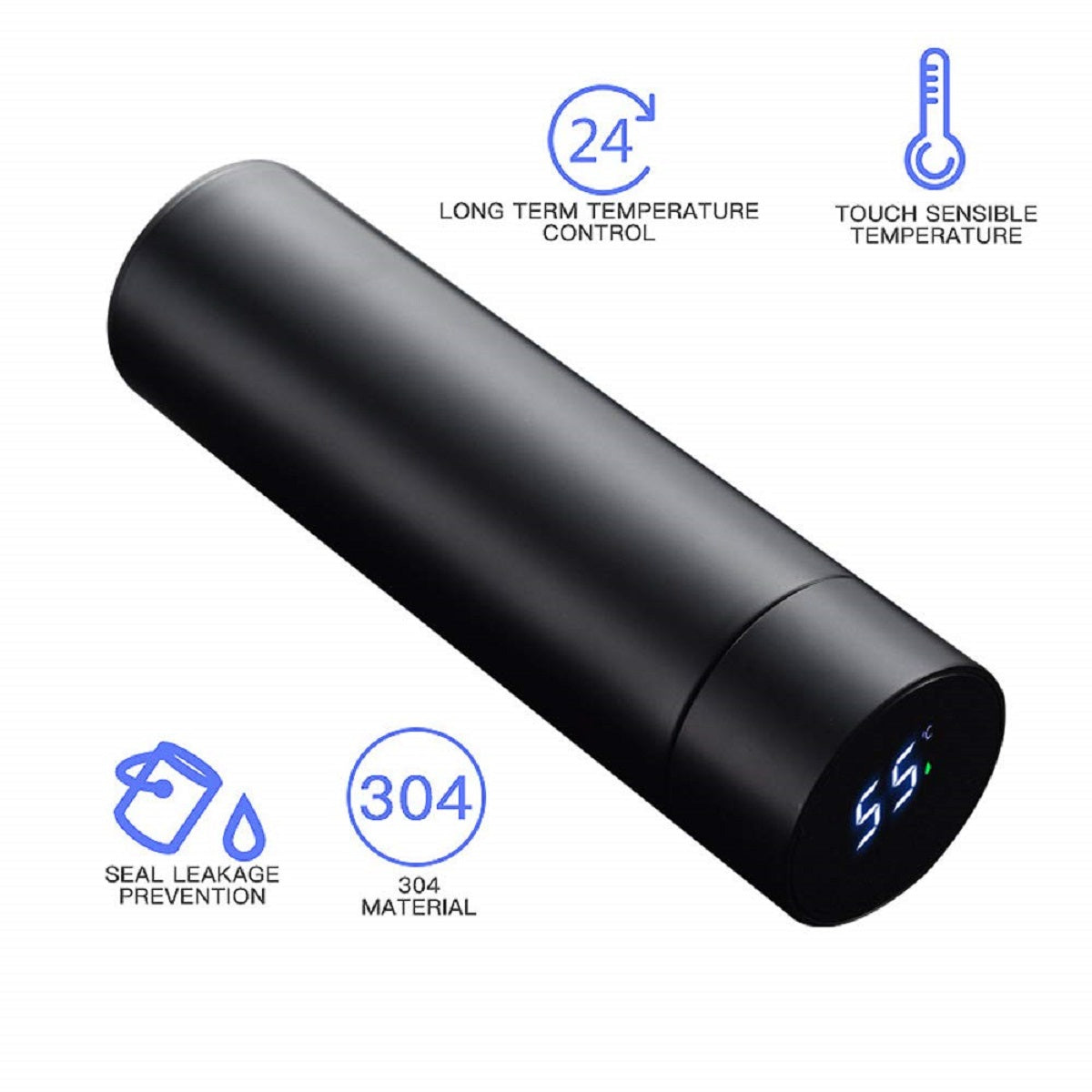 Yaari Bazaar Stainless Steel Temperature Bottle Black