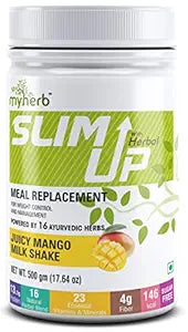 YB Slim Up Meal Replacement Shake With 16 Natural Herbal Blend (Ayurvedic Formula) For Weight Control&Management-13.5g Protein-23 Vitamins For Men&Women (Juicy Mango Milk Shake, 500 gm)