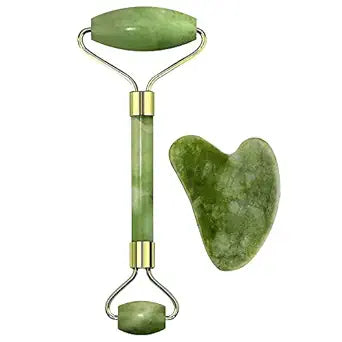 Yaari Bazaar Facial Massager Jade Roller & Gua Sha Tool Natural Himalayan Stone for Face Neck Healing Skin Wrinkles & Serum Application