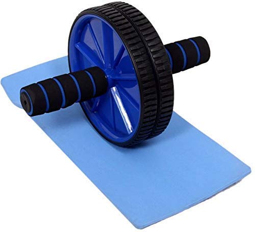 AB Wheel Roller Abdominal Exercise Ab Blaster Fitness Roller Wheel Equipment with Knee Mat for Men and Women (Blue)