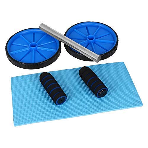 AB Wheel Roller Abdominal Exercise Ab Blaster Fitness Roller Wheel Equipment with Knee Mat for Men and Women (Blue)
