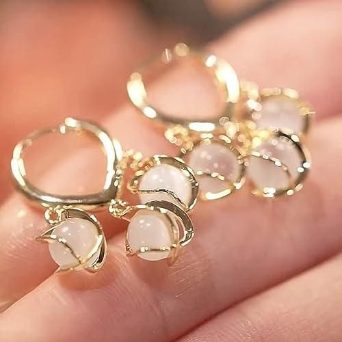DS Korean Style Gold Plated Eyebell Cat Eye Earrings