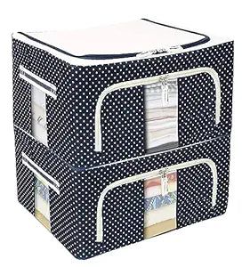 Yaari Bazaar Foldable Steel Frame Clothes Organizer Storage Box for Wardrobe.Pack of 2