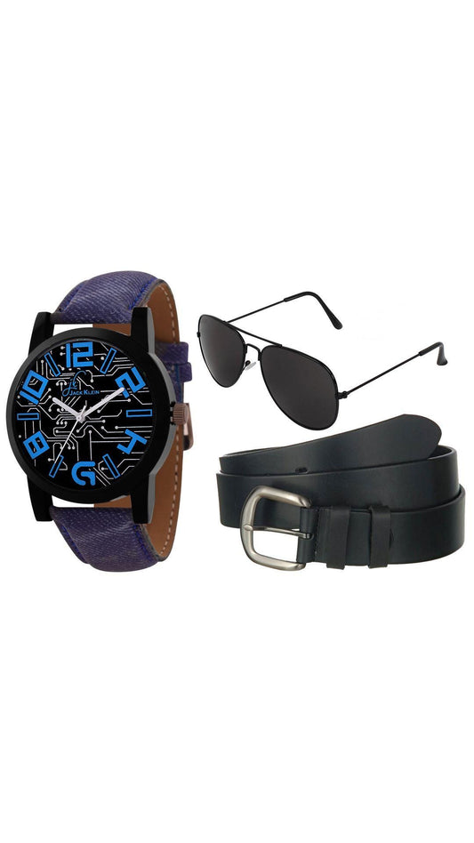 DS Men's Sunglasses , Belt & Watch (Pack of 3)