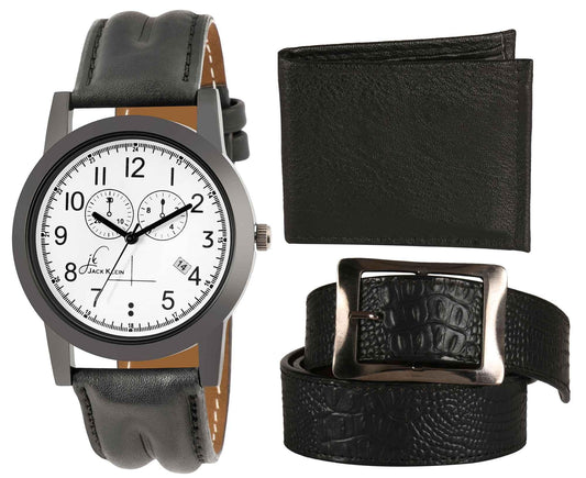 DS Men's Synthetic Leather Wallet, Belt & Watch (Pack of 3)