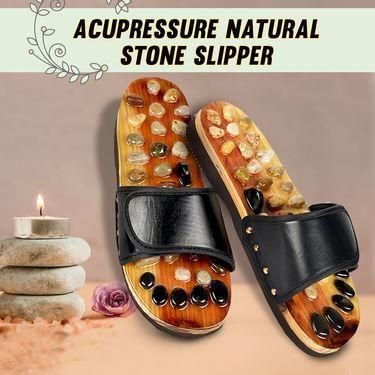 DS Yaari Bazaar Acupressure Natural Stone Slippers (Red)